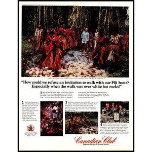 1971 Canadian Club Whiskey Whisky Vintage Print Ad Fiji Hot Coals Wall Art Photo